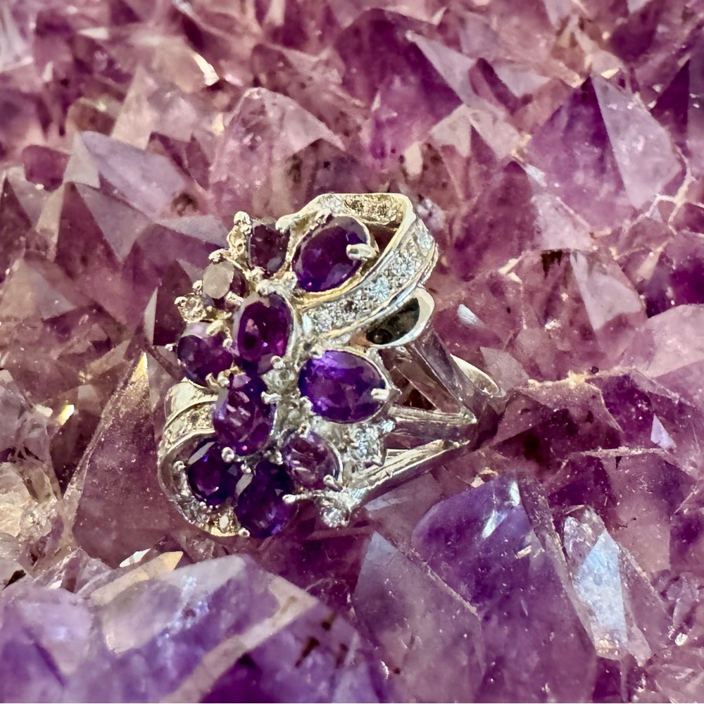 Sparkly Amethyst Statement Ring - image 2